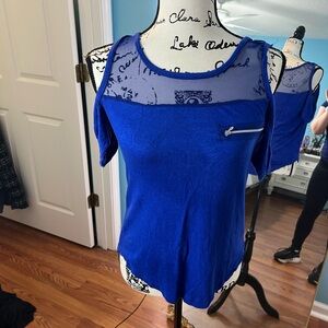 Splash Royal Blue Cold Shoulder Blouse